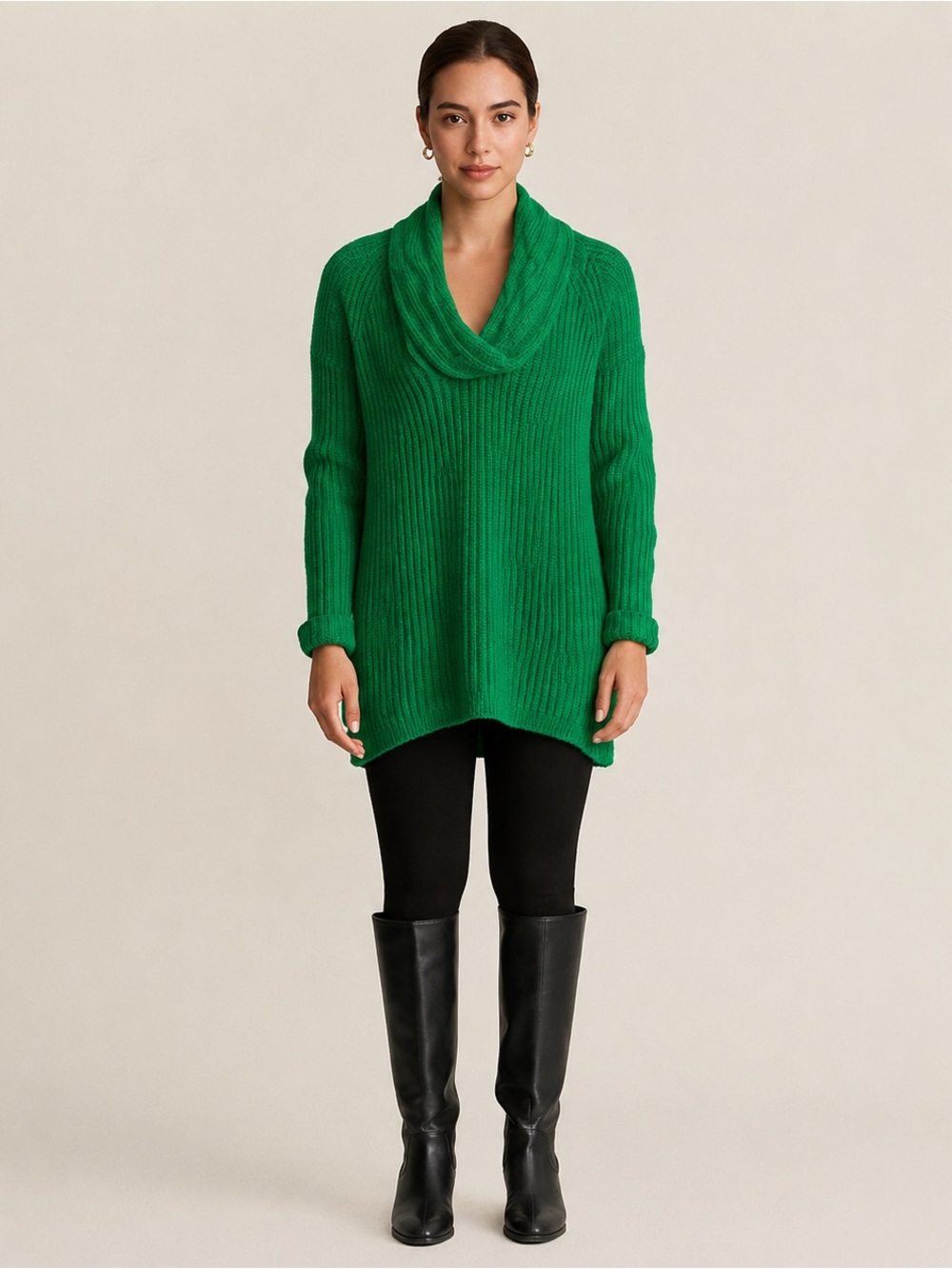 Lauren Ralph Lauren Size XL Ribbed Knit Shawl Pullover Sweater